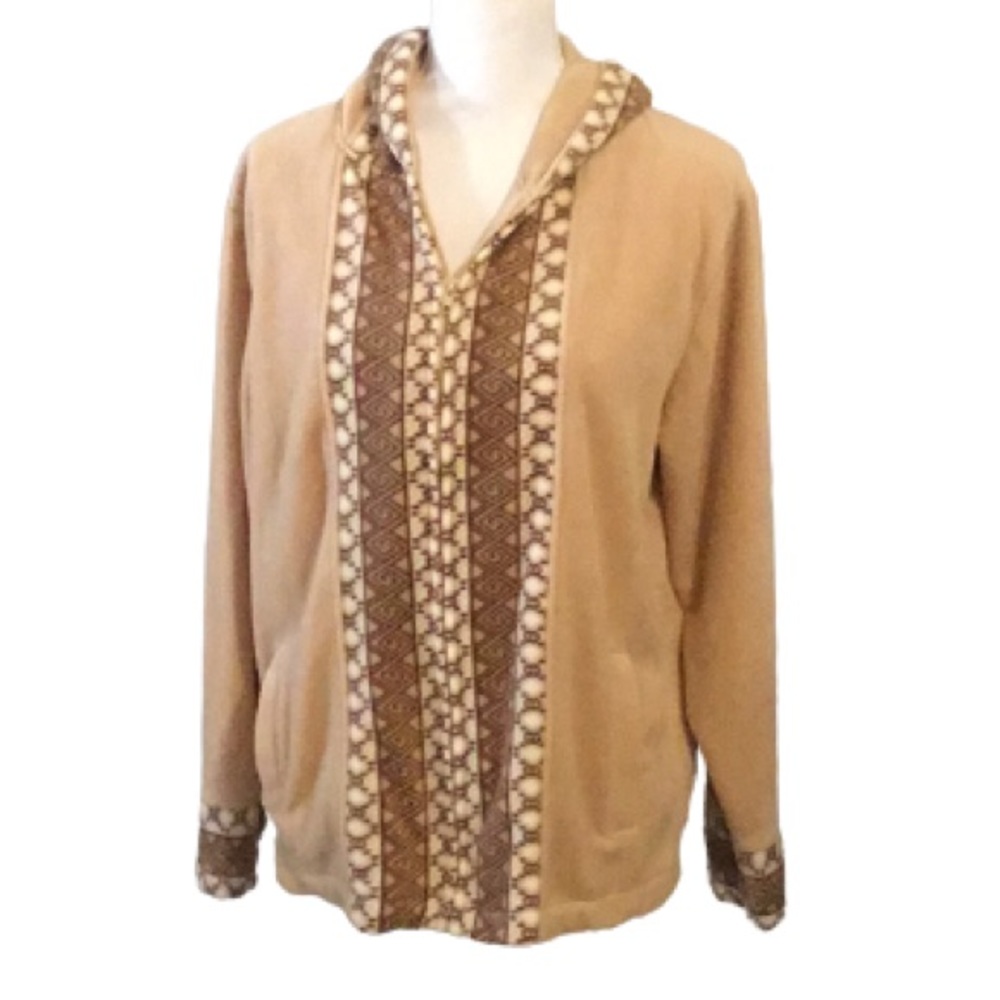 Nick & Sarah tan fleece jacket with hood